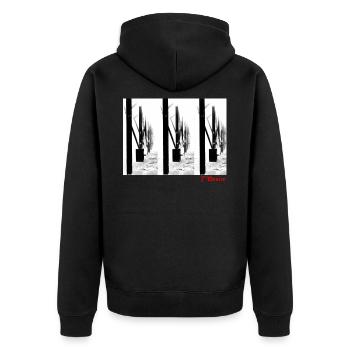 kälte - Unisex Premium Bio Zip Hoodie - Schwarz - Hinten - Nico (187cm)