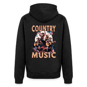 Country Musik Gitarre Sänger Western USA Vintage - Unisex Premium Bio Zip Hoodie - Schwarz - Hinten - Nico (187cm)
