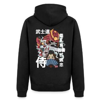 samurai - Unisex Premium Organic Zip Hoodie - black - Back - Nico (187cm)