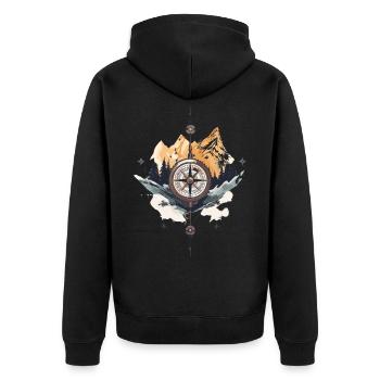 Boussole Paysage enneigé - Veste à capuche bio Premium Unisexe - noir - Dos - Nico (187cm)