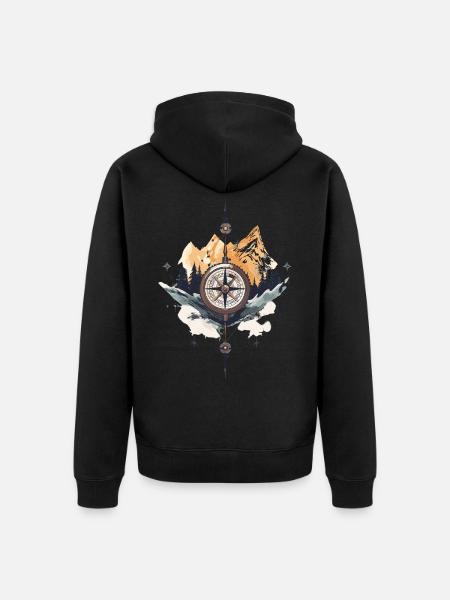 Kompass Schnee Landschaft - Unisex Premium Bio Zip Hoodie - Schwarz
