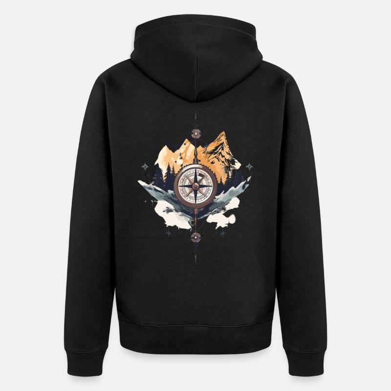 Kompass Schnee Landschaft - Unisex Premium Bio Zip Hoodie - Schwarz