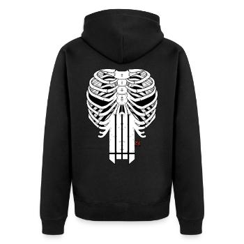 HARDCORE HORRORSHOW SKULL - Unisex Premium Bio Zip Hoodie - Schwarz - Hinten - Nico (187cm)