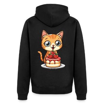 Tarte au chat Gâteau Bec sucré Grignotage Cuisson Sucré - Veste à capuche bio Premium Unisexe - noir - Dos - Nico (187cm)