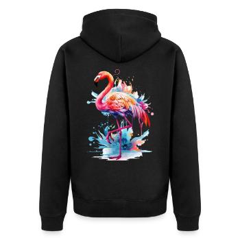 Flamant rose oiseau exotique Summer Splash rose rose - Veste à capuche bio Premium Unisexe - noir - Dos - Nico (187cm)