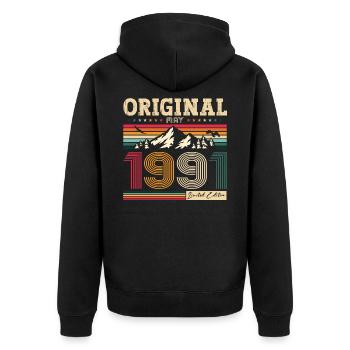 Original Mai 1991 Millésime 1991 Anniversaire 1991 - Veste à capuche bio Premium Unisexe - noir - Dos - Nico (187cm)