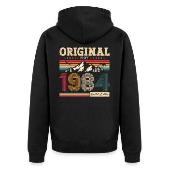Original Mai 1984 Millésime 1984 Anniversaire 1984 - Veste à capuche bio Premium Unisexe - noir - Dos - Nico (187cm)