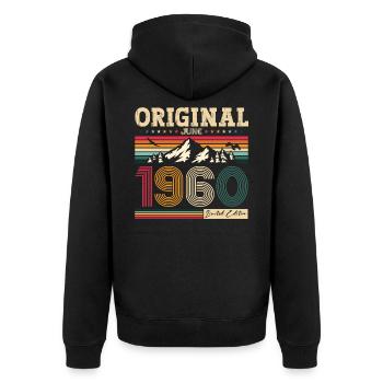 65e anniversaire Original juin 1960 Né en 1960 - Veste à capuche bio Premium Unisexe - noir - Dos - Nico (187cm)