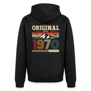 55th Birthday Original June 1970 Vintage 1970 - Unisex Premium Organic Zip Hoodie - black - Back - Nico (187cm)
