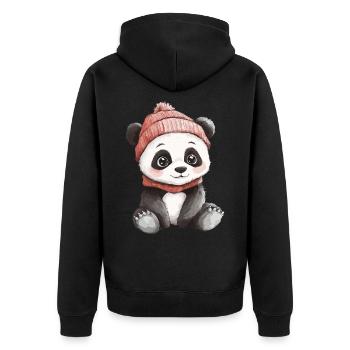 Panda mignon mignon bébé enfants animal ours dessin animé - Veste à capuche bio Premium Unisexe - noir - Dos - Nico (187cm)