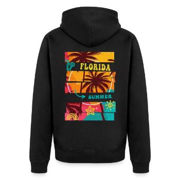 Florida USA Miami America Summer Palm Trees Beach - Unisex Premium Organic Zip Hoodie - black - Back - Nico (187cm)