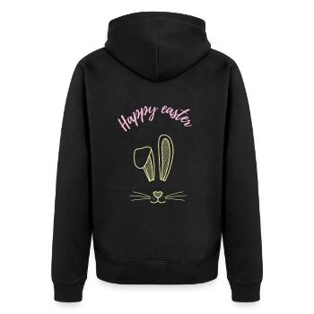 Happy Eastern Gift - Unisex Premium Organic Zip Hoodie - black - Back - Nico (187cm)