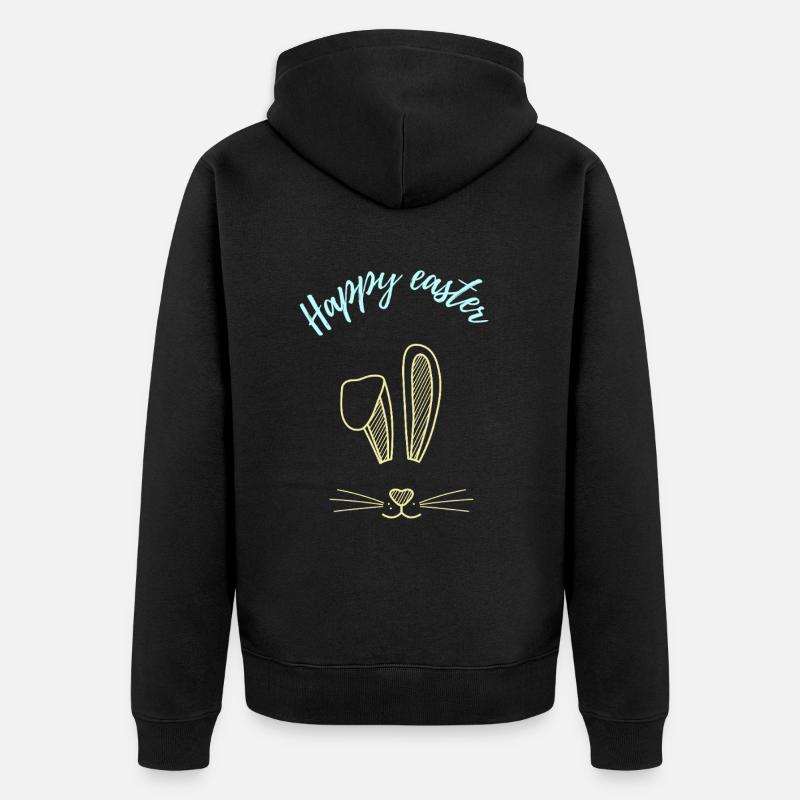 Pâques Pâques lapin dire cadeau - Veste à capuche bio Premium Unisexe - noir