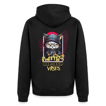 Chat Hip Hop Rap Rappeur DJ Ghetto Crew Gangster - Veste à capuche bio Premium Unisexe - noir - Dos - Nico (187cm)