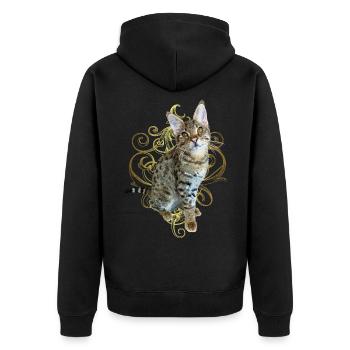 Tabby - Unisex Premium Organic Zip Hoodie - black - Back - Nico (187cm)