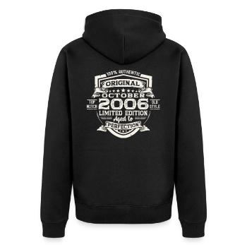 Original October 2006 16th Birthday Gift Cool - Unisex Premium Organic Zip Hoodie - black - Back - Nico (187cm)
