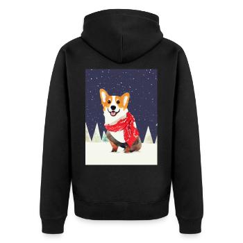 Corgi avec foulard de Noël rouge-blanc - Veste à capuche bio Premium Unisexe - noir - Dos - Nico (187cm)
