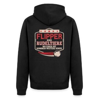 Flipper sind Rudeltiere Pinball | Farben änderbar - Unisex Premium Bio Zip Hoodie - Schwarz - Hinten - Nico (187cm)