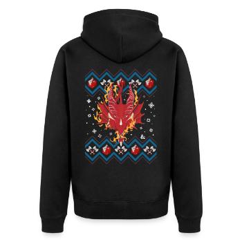 Dungeons & Dragons DND Drachenkopf Ugly Christmas - Unisex Premium Bio Zip Hoodie - Schwarz - Hinten - Nico (187cm)