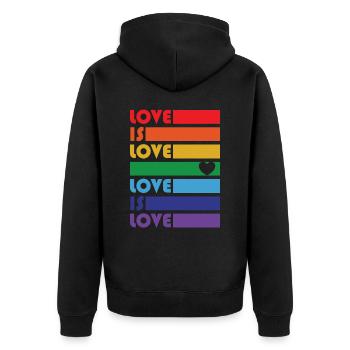 Love is Love LGBTQ gay lesbian pride drag design - Unisex Premium Bio Zip Hoodie - Schwarz - Hinten - Nico (187cm)