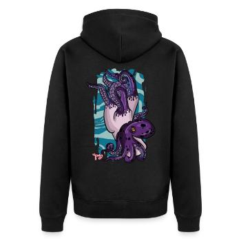 KRAKE - Unisex Premium Bio Zip Hoodie - Schwarz - Hinten - Nico (187cm)