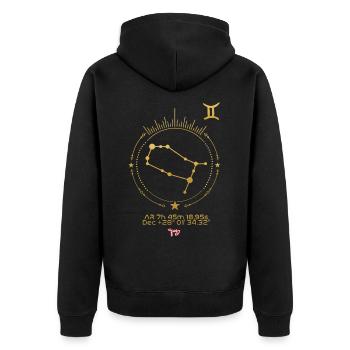 GEMINI - Unisex Premium Organic Zip Hoodie - black - Back - Nico (187cm)