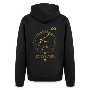 AQUARIUS - Unisex Premium Organic Zip Hoodie - black - Back - Nico (187cm)