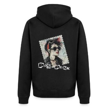 Retro Punk Rock Stamp Design - PosPunk - Unisex Premium Organic Zip Hoodie - black - Back - Nico (187cm)