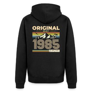 Original Mai 1985 Millésime 1985 Anniversaire 1985 - Veste à capuche bio Premium Unisexe - noir - Dos - Nico (187cm)