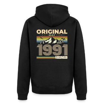 Original Mai 1991 Millésime 1991 Anniversaire 1991 - Veste à capuche bio Premium Unisexe - noir - Dos - Nico (187cm)