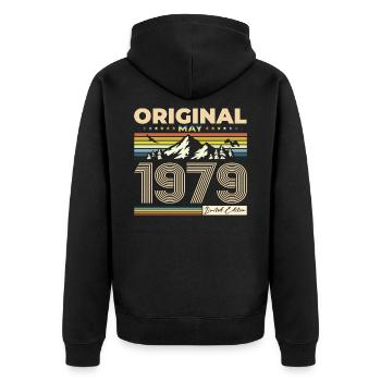 Original 1979 Jahrgang 1979 45. Geburtstag 1979 - Unisex Premium Bio Zip Hoodie - Schwarz - Hinten - Nico (187cm)