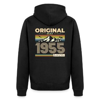 Original Mai 1955 Jahrgang 1955 Geburtstag 1955 - Unisex Premium Bio Zip Hoodie - Schwarz - Hinten - Nico (187cm)