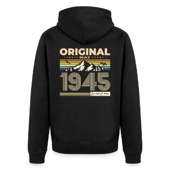 Original May 1945 Vintage 1945 Birthday 1945 - Unisex Premium Organic Zip Hoodie - black - Back - Nico (187cm)