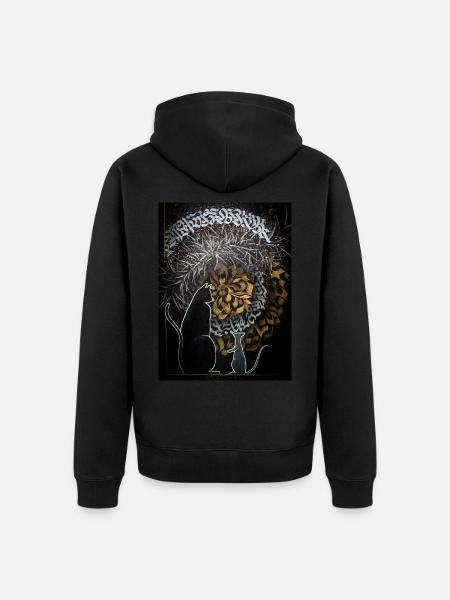 Calligraffiti - Cat & Mouse - Unisex Premium Organic Zip Hoodie - black