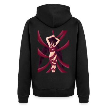 Bondage BDSM Rope Girl Woman Ropebunny Engel Black - Unisex Premium Bio Zip Hoodie - Schwarz - Hinten - Nico (187cm)