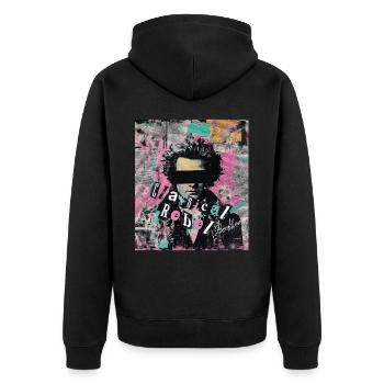 Beethoven Klassische Rebel Punk Kunst Collage - Unisex Premium Bio Zip Hoodie - Schwarz - Hinten - Nico (187cm)