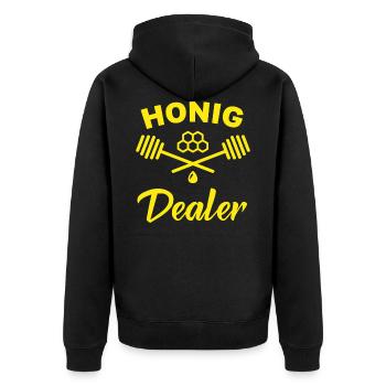 Honig Dealer Imker - Unisex Premium Bio Zip Hoodie - Schwarz - Hinten - Nico (187cm)