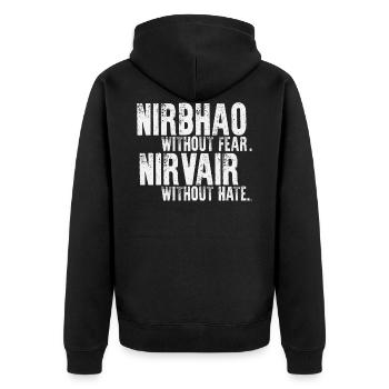 OHNE ANGST OHNE HATE - Unisex Premium Bio Zip Hoodie - Schwarz - Hinten - Nico (187cm)