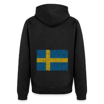 Schweden - Unisex Premium Bio Zip Hoodie - Schwarz - Hinten - Nico (187cm)