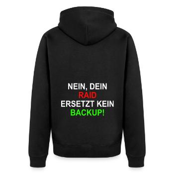 RAID BAckup Systemintegrator - Unisex Premium Bio Zip Hoodie - Schwarz - Hinten - Nico (187cm)
