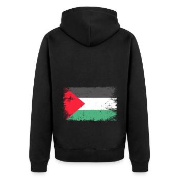 Palestine - Unisex Premium Organic Zip Hoodie - black - Back - Nico (187cm)