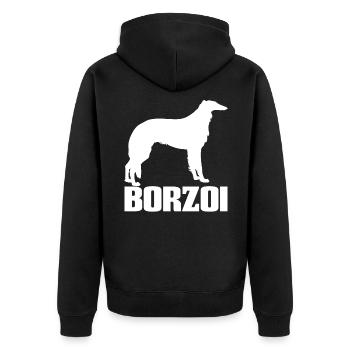 Borzoi Barzoi Windhund Hunderasse - Unisex Premium Bio Zip Hoodie - Schwarz - Hinten - Nico (187cm)