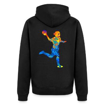 HandballEur Handballeur Handballeur Joueur de Handball Joueur - Veste à capuche bio Premium Unisexe - noir - Dos - Nico (187cm)