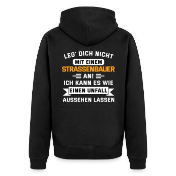 Straßenbauer Straßenbau Geschenk - Unisex Premium Bio Zip Hoodie - Schwarz - Hinten - Nico (187cm)