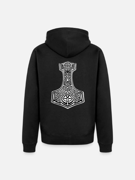 Thor Hammer Thors Mjolnir Geschenk - Premium økologisk unisex-hættejakke - sort