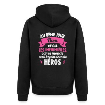 Au 8ème jour Dieu créa les infirmières - Veste à capuche bio Premium Unisexe - noir - Dos - Nico (187cm)