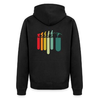 Gymnastik Evolution - Unisex Premium Bio Zip Hoodie - Schwarz - Hinten - Nico (187cm)