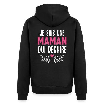 Je suis Une Maman Qui déchire, Cadeau parfait mère - Veste à capuche bio Premium Unisexe - noir - Dos - Nico (187cm)