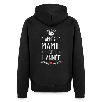 Arrière Mamie De L'année Cadeau Grand mère - Veste à capuche bio Premium Unisexe - noir - Dos - Nico (187cm)