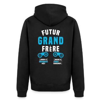 Futur grand frère geek annonce grand frère annonce - Veste à capuche bio Premium Unisexe - noir - Dos - Nico (187cm)